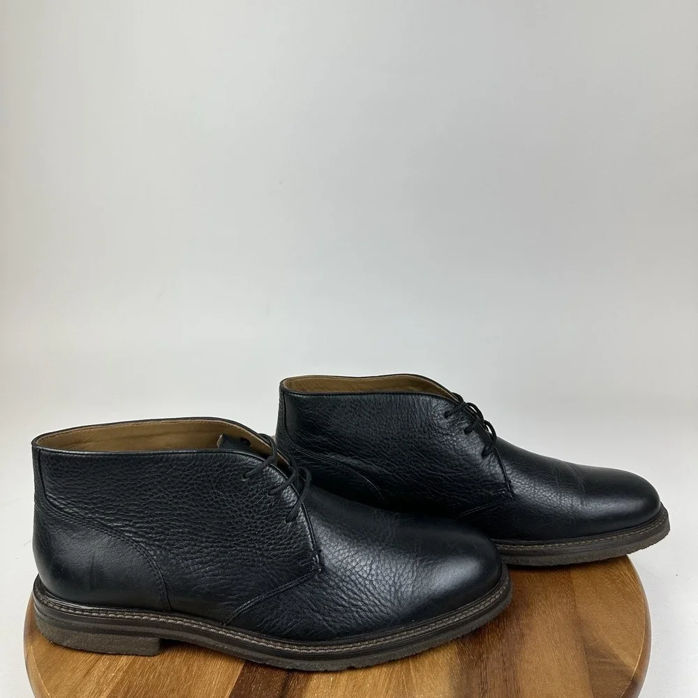 Mens Johnston & Murphy Memory Foam Black Leather Casual Chukka Boots Size 10.5 M